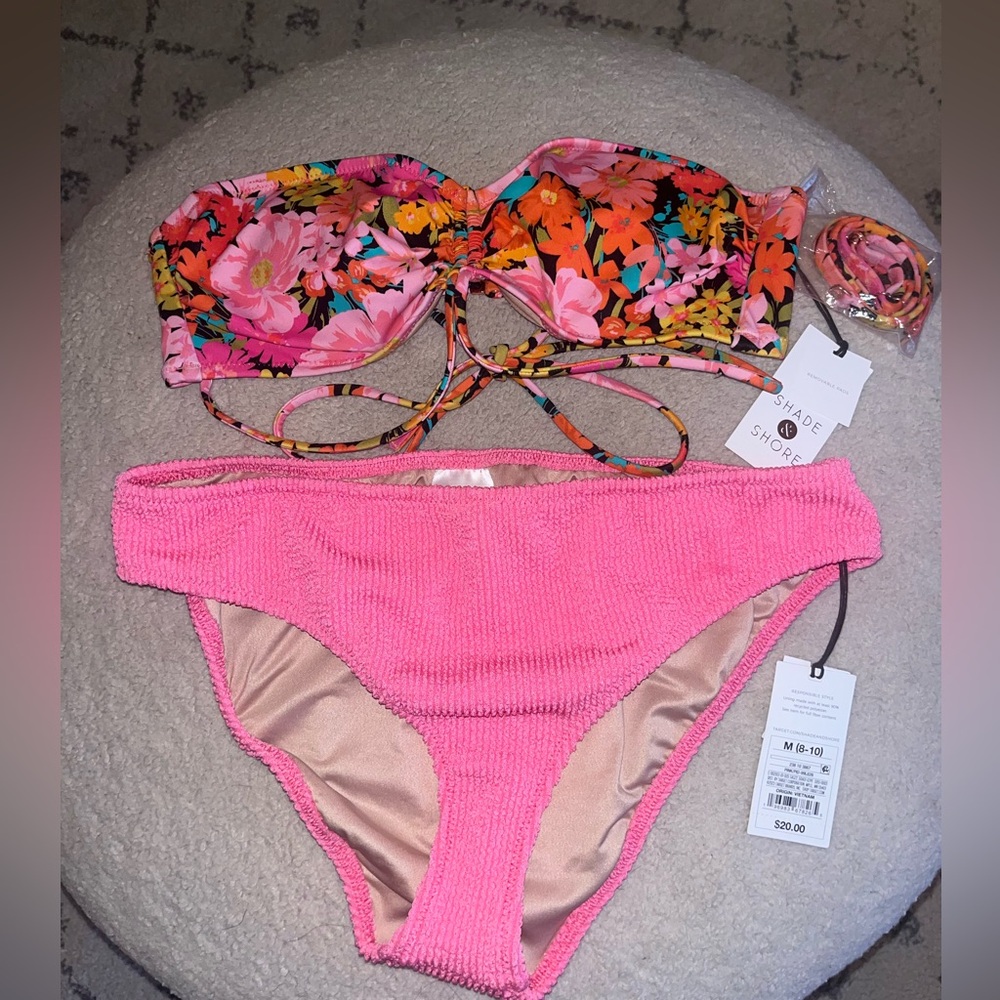 She de and shore pink floral bikini set